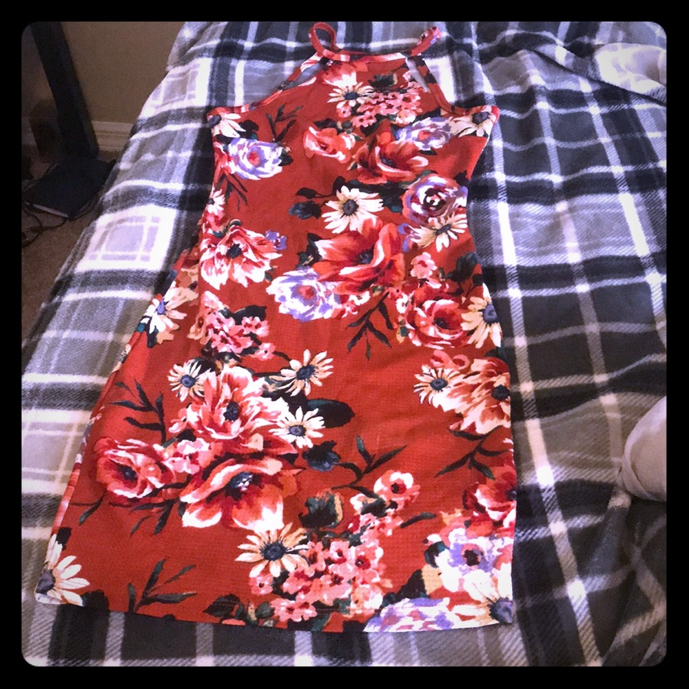 Orange floral dress